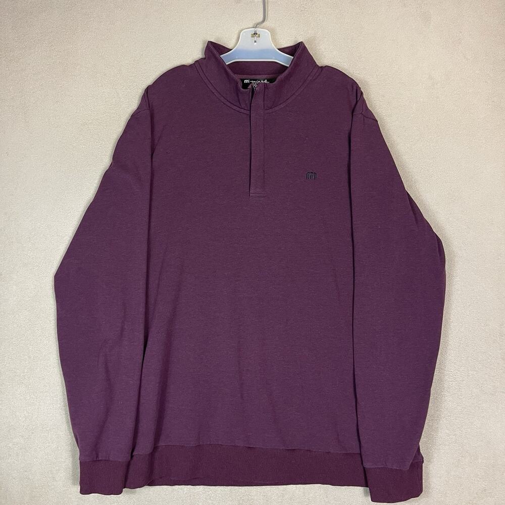 Travis Mathew Sweater Mens XXL Burgundy 1/4 Zip Golf Knit‎ Long Sleeve Pullover